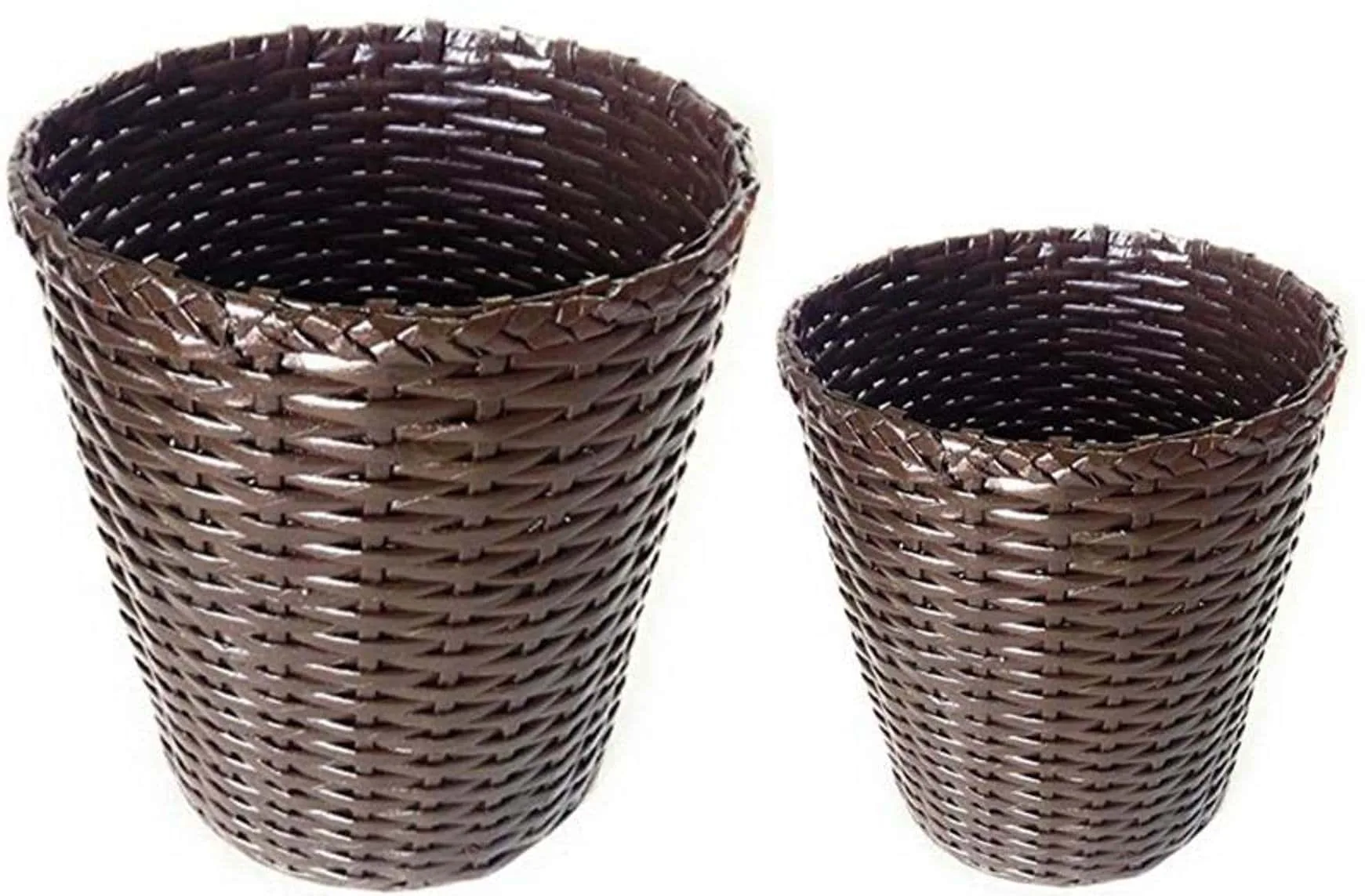 Paperus Handmade Eco-friendly Set of Small & Large Brown Waste Basket, Dustbin - Image 1