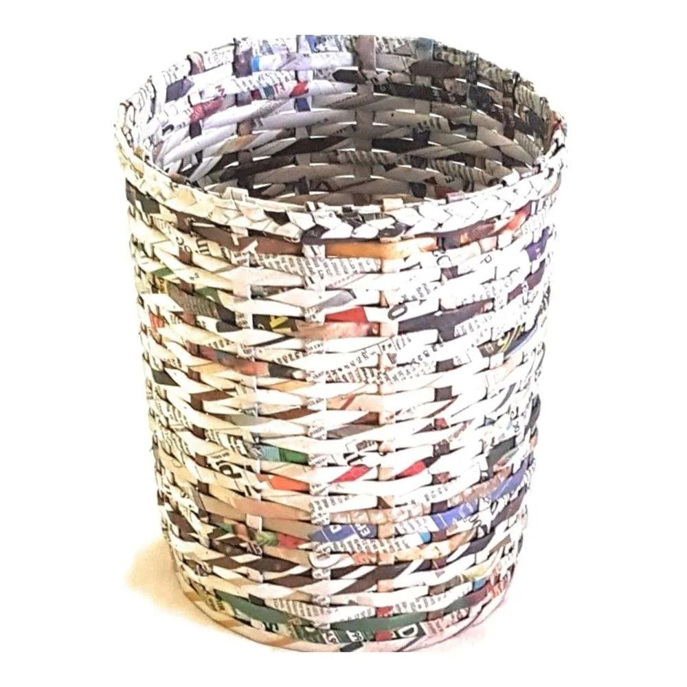 Natural Medium Dustbin02 Paperus Handmade Eco-friendly Natural Small Waste Basket, Dustbin - Image 1