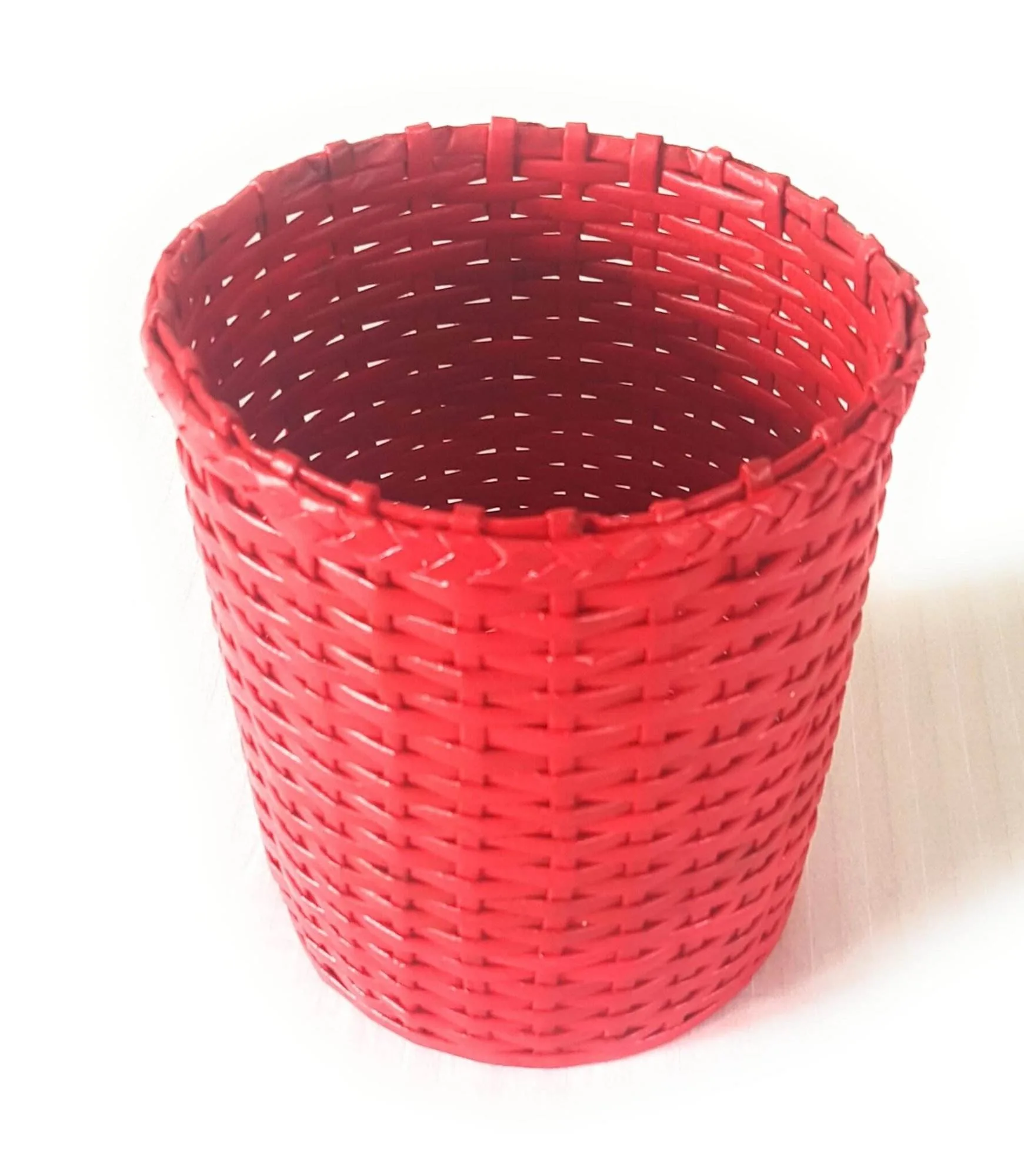 Paperus Handmade Eco-friendly Red Small Waste Basket, Dustbin - Image 2
