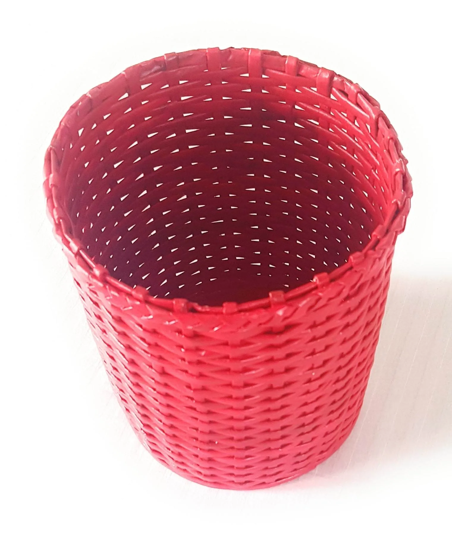 Paperus Handmade Eco-friendly Red Small Waste Basket, Dustbin - Image 3