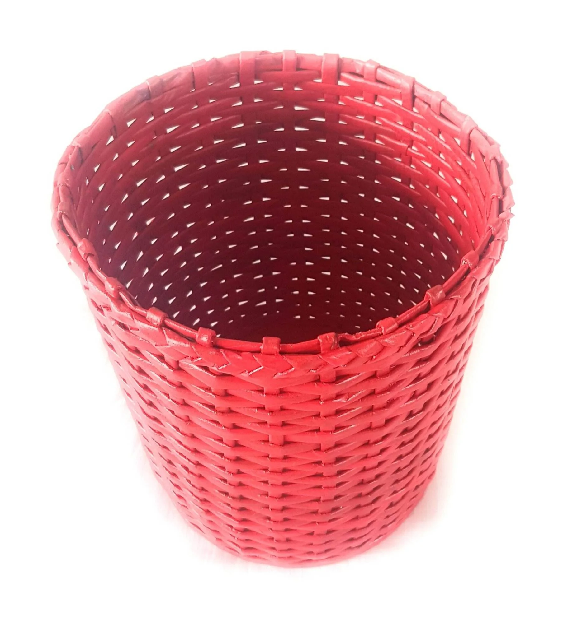 Paperus Handmade Eco-friendly Red Small Waste Basket, Dustbin - Image 4