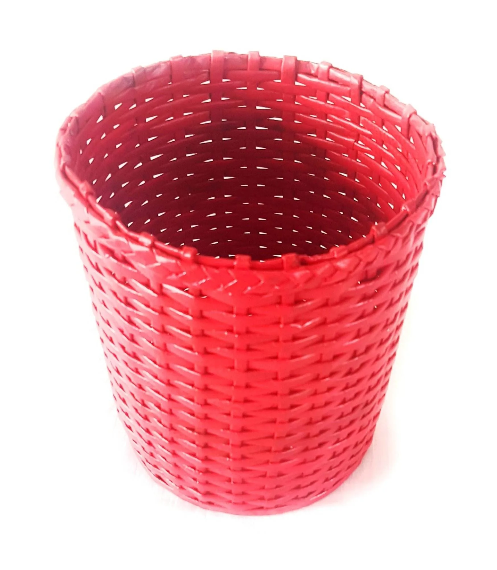 Paperus Handmade Eco-friendly Red Small Waste Basket, Dustbin - Image 1