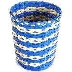 Paperus Handmade Eco-friendly Blue & Beige Small Waste Basket, Dustbin