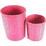 Paperus Handmade Eco-friendly Set of Small & Large Pink Waste Basket, Dustbin