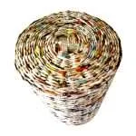 Paperus Handmade Eco-friendly Natural Large Waste Basket with Fixed Lid, Dustbin
