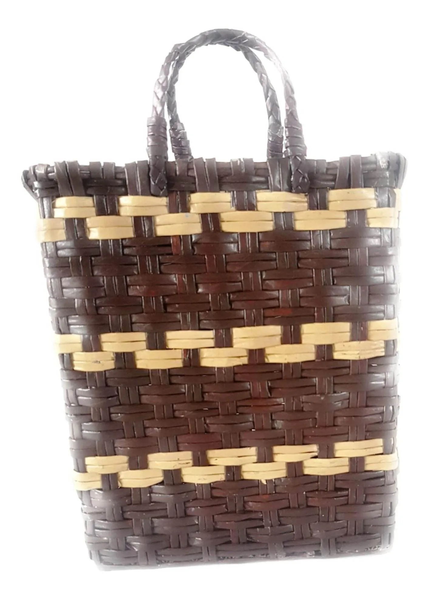 Paperus Compact and Small Lunch bag for Office Tiffin Basket Handbag Shopping Bag Beige and Brown - Image 2