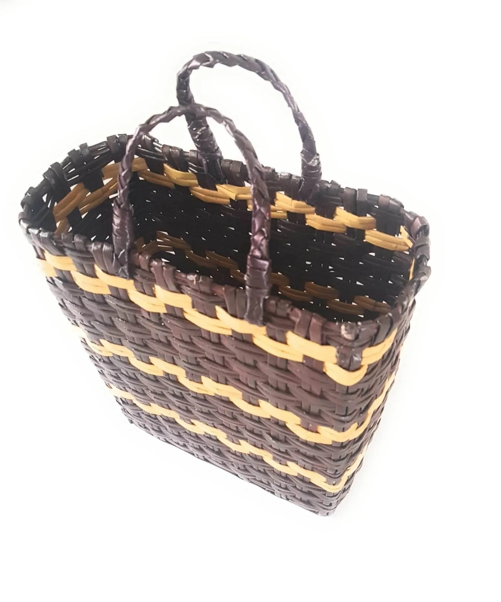 Paperus Compact and Small Lunch bag for Office Tiffin Basket Handbag Shopping Bag Beige and Brown - Image 3