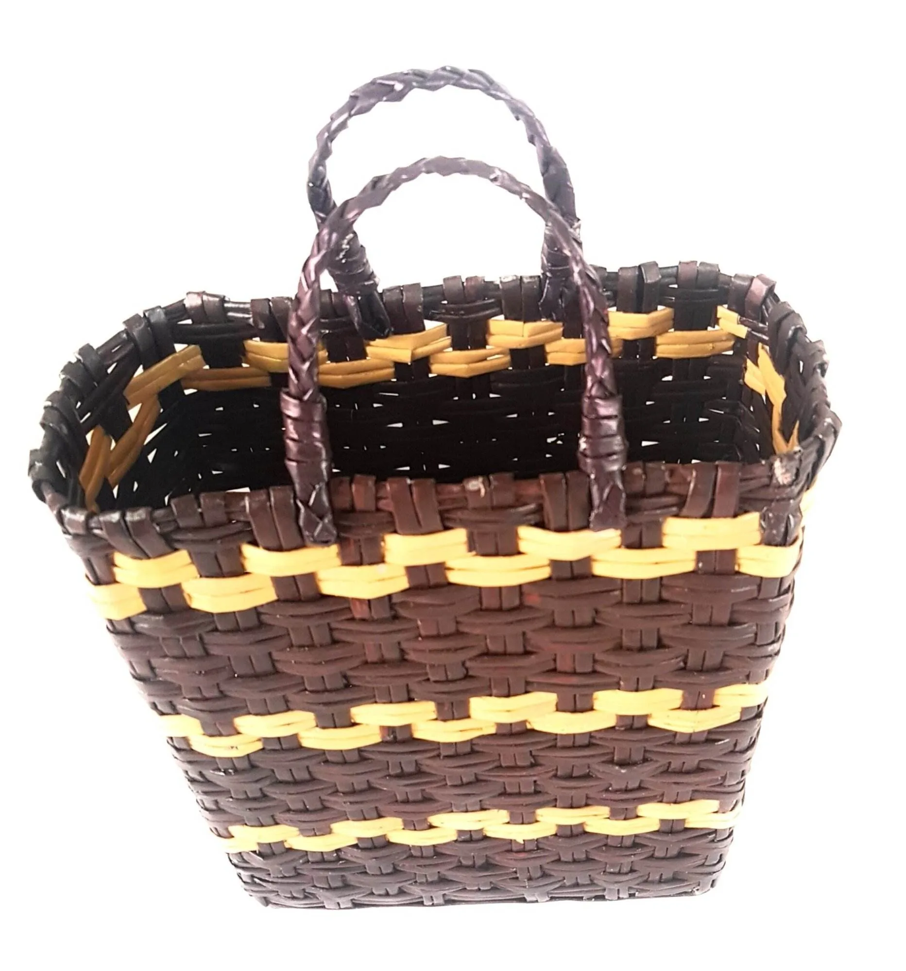 Brown Beige Main Paperus Compact and Small Lunch bag for Office Tiffin Basket Handbag Shopping Bag Beige and Brown - Image 1