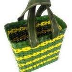 Paperus Compact and Small Lunch bag for Office Tiffin Basket Handbag Shopping Bag Green & Yellow