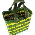 Paperus Compact and Small Lunch bag for Office Tiffin Basket Handbag Shopping Bag Green & Yellow