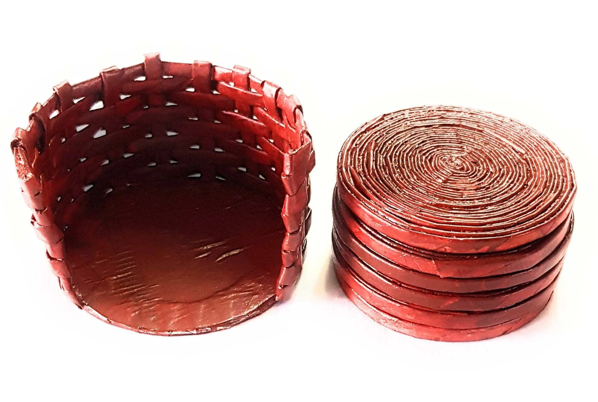 Paperus Set of 6 Coasters with Holder, Eco- friendly, Handmade of Paper ropes - Image 2
