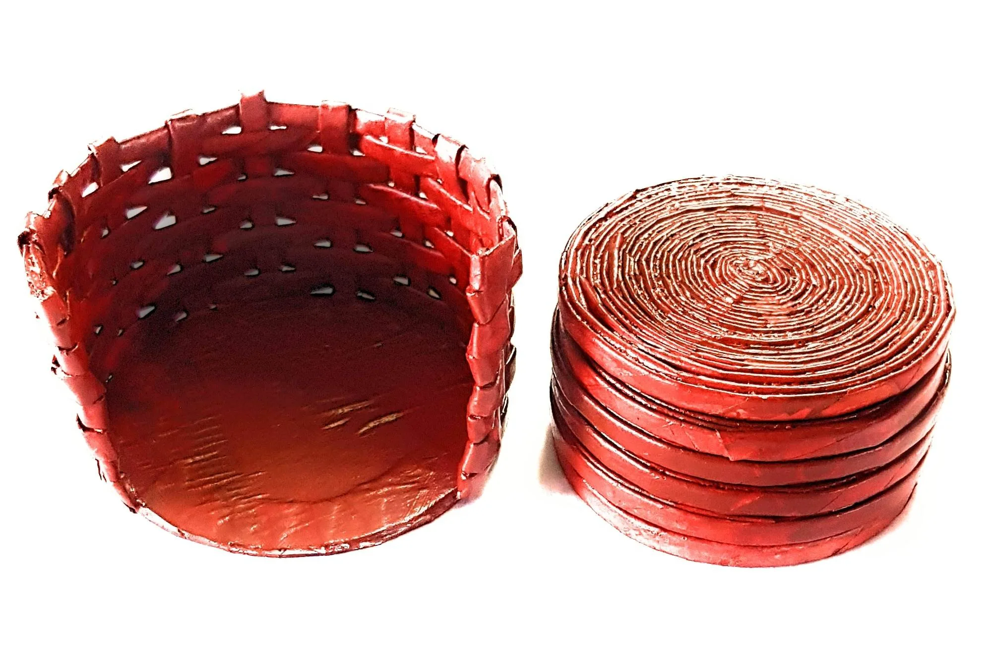 Paperus Set of 6 Coasters with Holder, Eco- friendly, Handmade of Paper ropes - Image 4