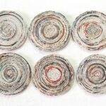 Paperus, Set of 6 Natural Coasters with Holder, Eco-friendly, Handmade of Paper ropes