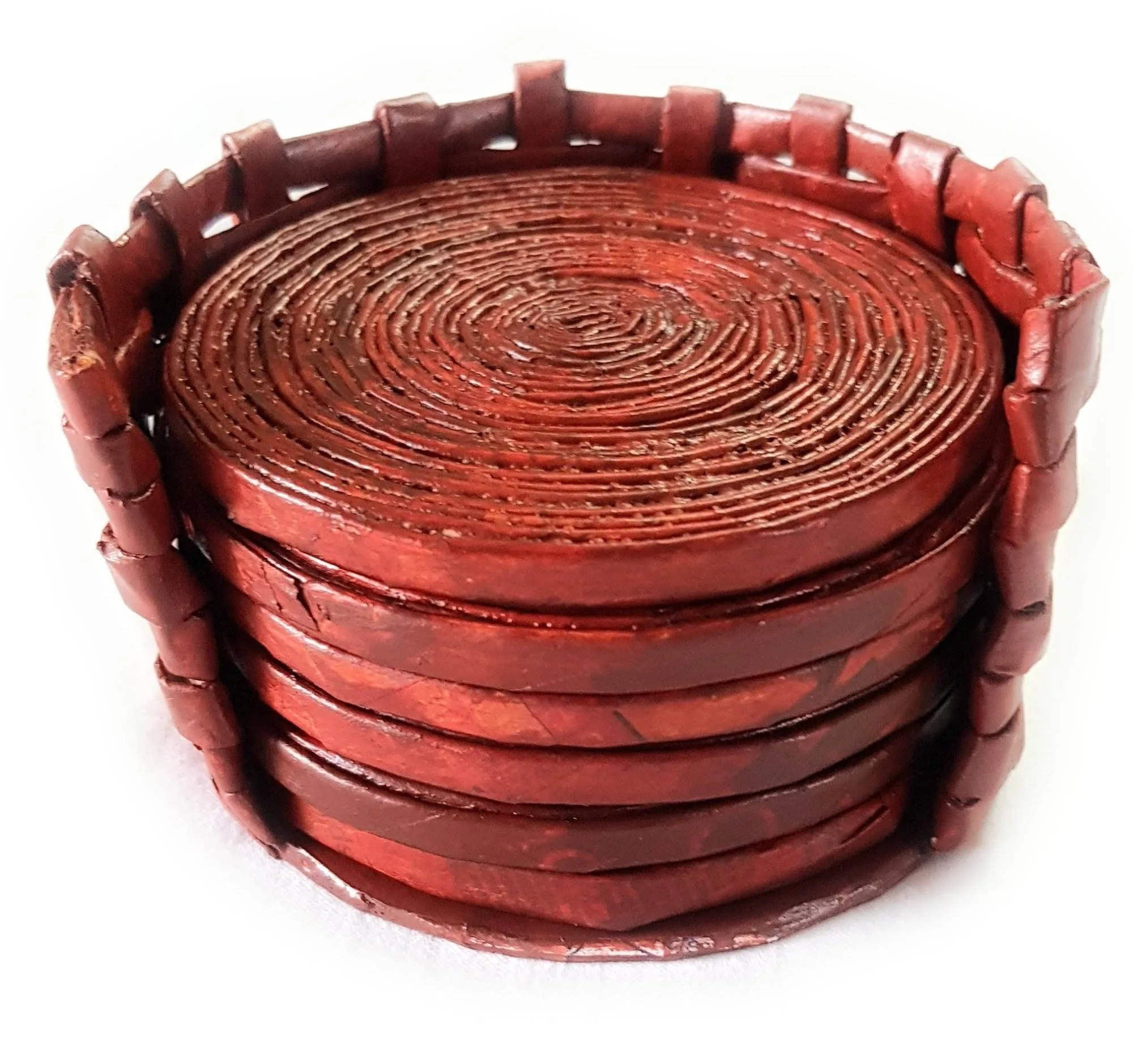 Paperus Set of 6 Coasters with Holder, Eco- friendly, Handmade of Paper ropes - Image 5