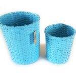Paperus Handmade Eco-friendly Set of Small & Large Sky Blue Waste Basket, Dustbin
