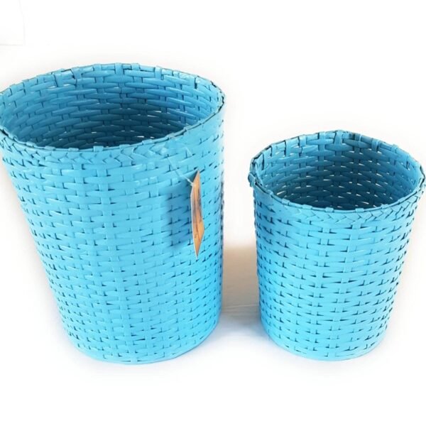 Paperus Handmade Eco-friendly Set of Small & Large Sky Blue Waste Basket, Dustbin