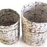 Paperus Handmade Eco-friendly Set of Small & Large Natural Waste Basket, Dustbin