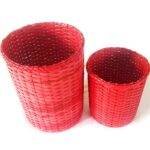 Paperus Handmade Eco-friendly Set of Small & Large Red Waste Basket, Dustbin