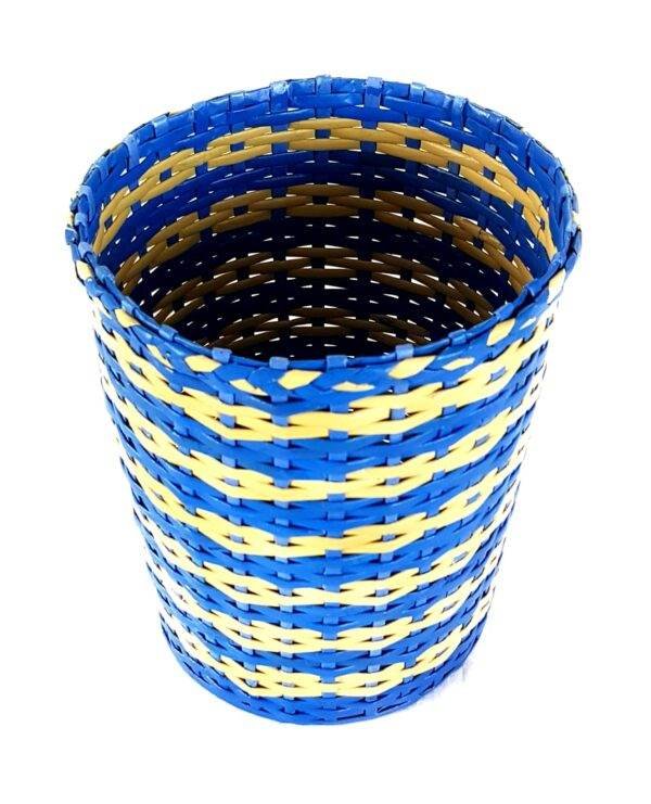 PAPERUS Blue & Beige Dustbin | Waste Basket | Indoor Planter 10 Ltr & 11 Inch Tall