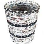 Paperus Handmade Eco-friendly Natural With Black Stripes Large Waste Basket, Dustbin