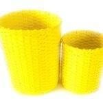 Paperus Handmade Eco-friendly Set of Small & Large Yellow Waste Basket, Dustbin