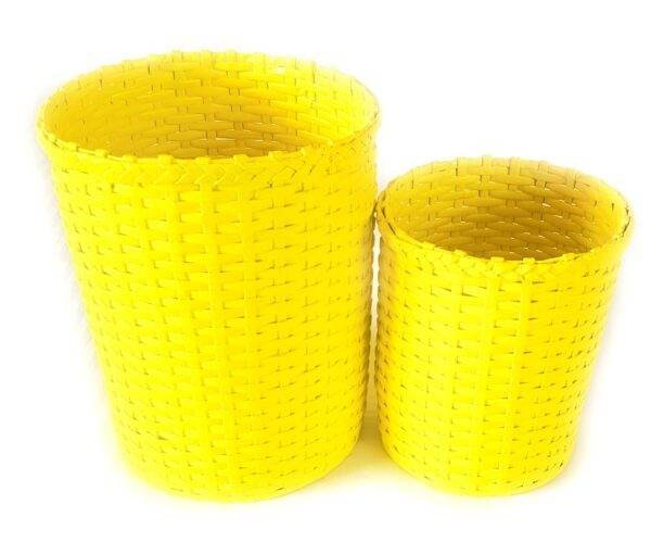 PAPERUS Yellow Dustbin / Waste Basket, Set of Large (10 Ltr & 11" Tall)