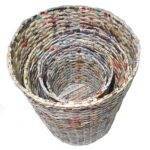 Paperus Set of 4 Natural Multi Purpose Round Storage Baskets, 17, 13, 11 and 8 Inch Tall
