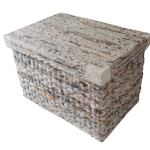 PAPERUS Rectangular Natural Storage Basket/Box with Lid 15 H X 24 L X 12 B in Inches