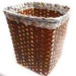 Brown Check Paper Bin Waste BAsket