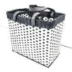 Paperus Medium Lunch Bag Picnic Basket Handbag Tiffin Basket White and Grey