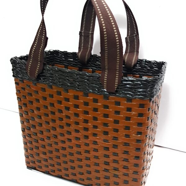 Paperus Medium Lunch Bag Picnic Basket Tiffin Basket Light and Dark Brown