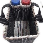 Paperus Large Lunch Bag for Office Picnic Basket with 2 Bottle Holders Black Check