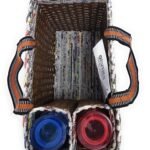Paperus Large Lunch Bag for Office Picnic Basket with 2 Bottle Holders Brown Check