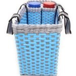 Paperus Large Lunch Bag for Office Picnic Basket with 2 Bottle Holders Sky Blue and Grey