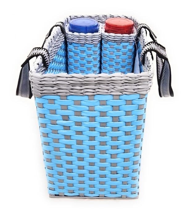 Paperus Large, Lunch Bag for Office, Picnic Basket with 2 Bottle Holders, Sky Blue & Grey