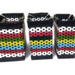 Paperus Sonas Creation, Combo of Large, Medium and Small Lunch Bags, Tiffin Baskets, Multicolor