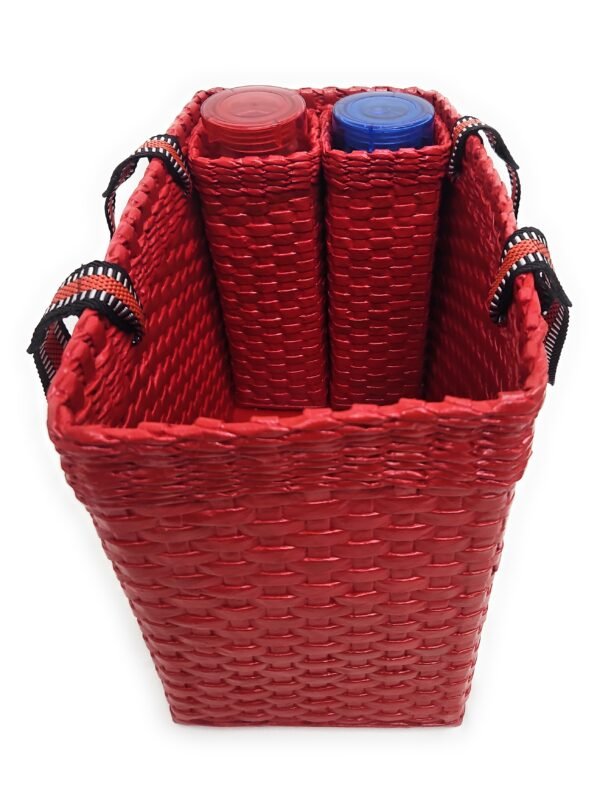 Paperus Large, Lunch Bag for Office, Picnic Basket with 2 Bottle Holders, Red