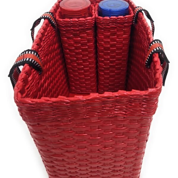 Paperus Large Lunch Bag for Office Picnic Basket with 2 Bottle Holders Red