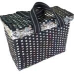 Paperus Extra Large Lunch Bag Picnic Basket Carry Bag With Lid Black Check
