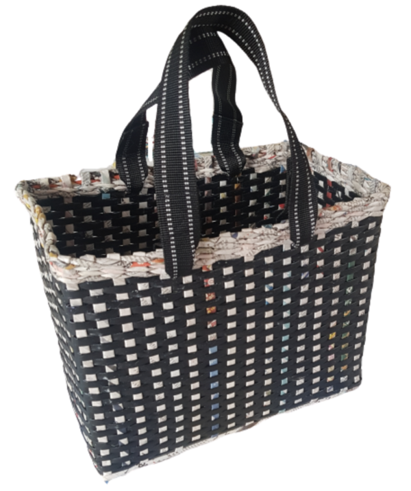 Paperus Sonas Creation, Black Check, Extra Large Lunch Bag, Picnic Basket, Travel Bag